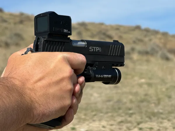 INFITAC FML19 thermal handgun sight mounted on an STP SWAT 9mm 2011 pistol