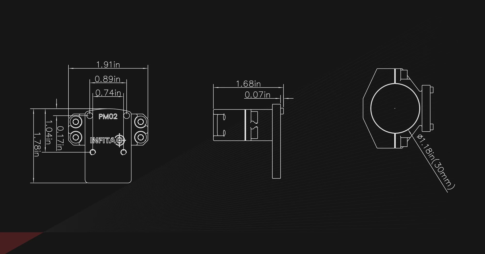 INFITAC PM02 30mm Ring Mount technical drawing