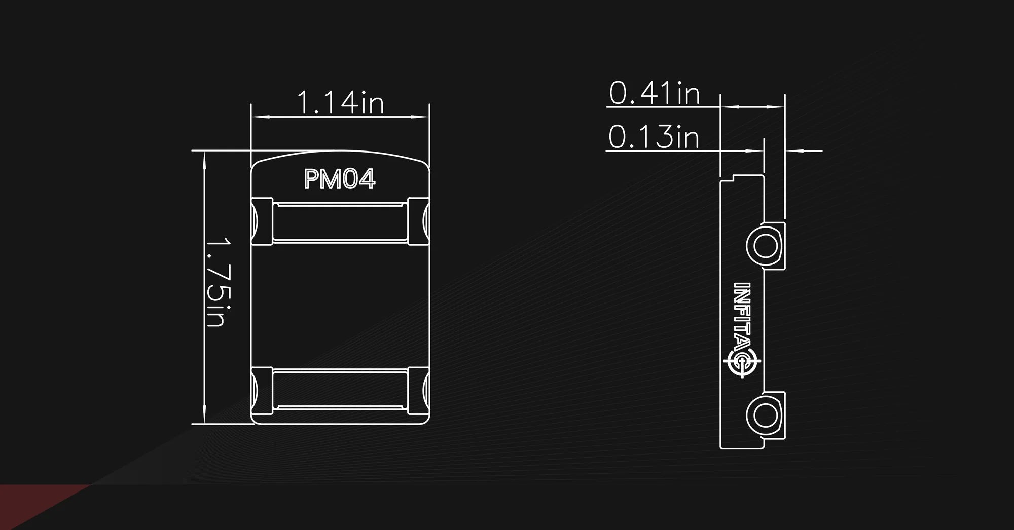 INFITAC PM04 Acro Mount, detailed dimensions