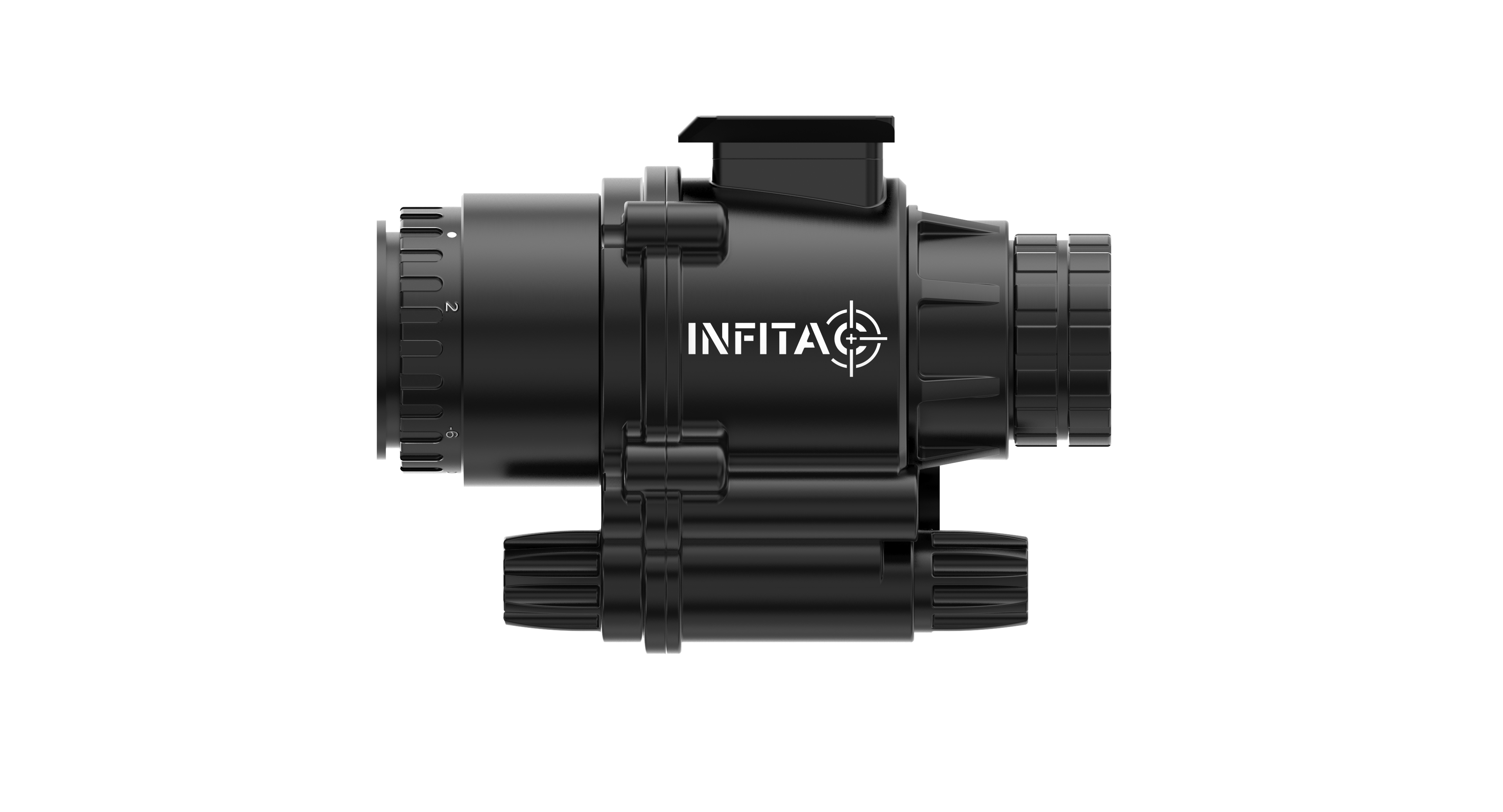 INFITAC DNVS-14 PRO night vision system with 800x600 resolution, 45° FOV, 22mm lens, IP67 durability, IoT connectivity, and dual 18650 batteries for extended operation.