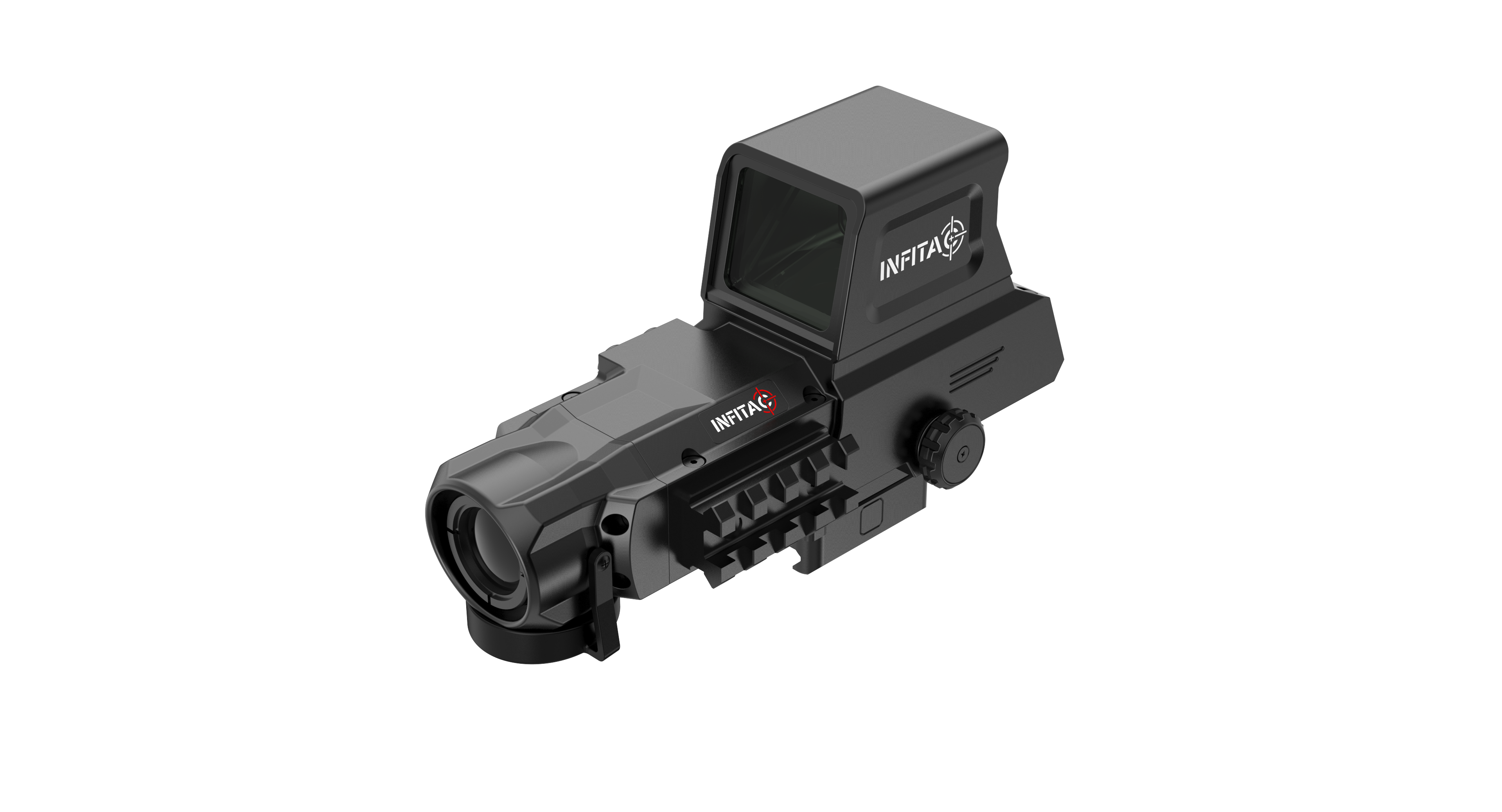 INFITAC FAH25 thermal scope with a 640x512 resolution thermal sensor, 25mm F1.0 lens, and 50Hz refresh rate. Rugged and reliable, it is IP67 waterproof and can withstand up to 1200g of recoil.